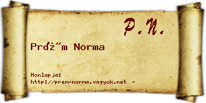 Prém Norma névjegykártya